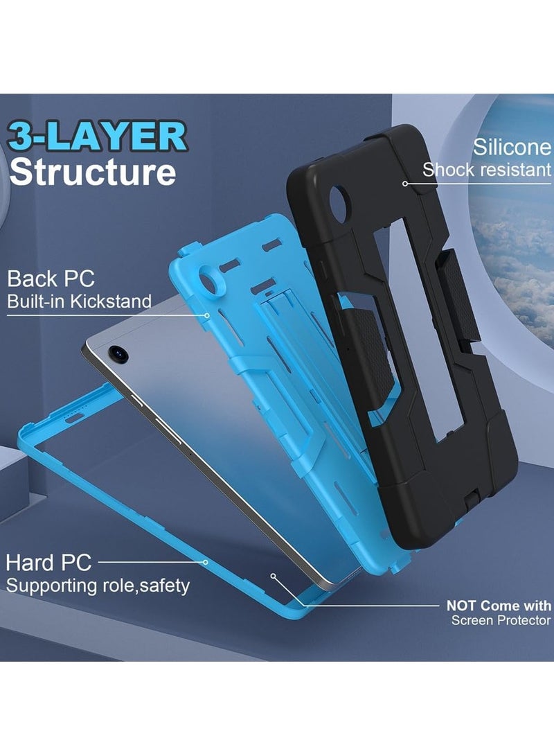 Case for Galaxy Tab A9 8.7 Case Kids, Heavy Duty Rugged Full-Body Hybrid Shockproof Drop Protection Cover Samsung Galaxy Tab A9 8.7 Inch 2023 Model SM-X110 / SM- X115 (1-Black+Blue) (Black) - Image 3